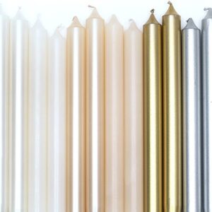 Caspari Straight Taper Candles in Ivory White Pearlescent - 2 Per Package