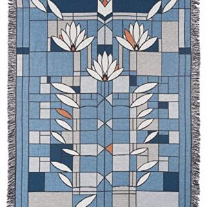 Uni-Art Frank Lloyd Wright Waterlilies Tapestry Throw Blue