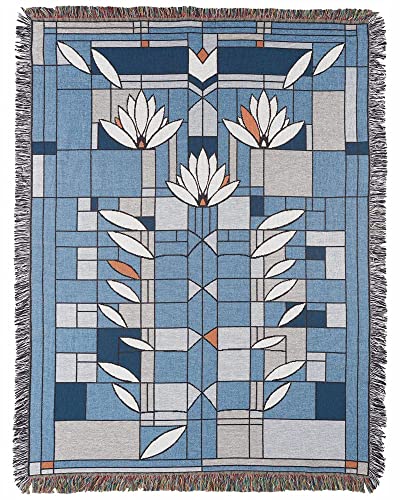 Uni-Art Frank Lloyd Wright Waterlilies Tapestry Throw Blue