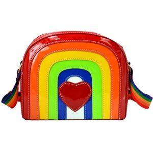 goclothod girls rainbow shoulder bag pu leather handbags cute tote purse small messenger bag