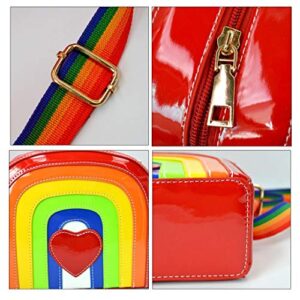 Goclothod Girls Rainbow Shoulder Bag PU Leather Handbags Cute Tote Purse Small Messenger Bag