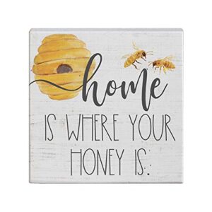 Simply Said, INC Small Talk Sign 5.25" Wood Block Plaque STS1295 - Home is Where Your Honey is