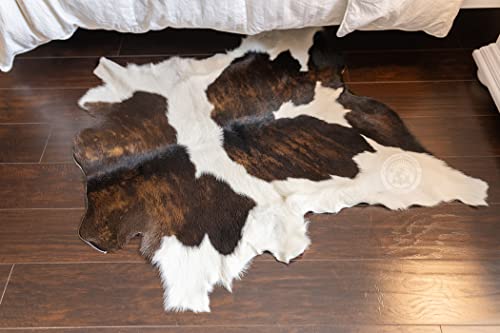 Genuine Calfskin Tricolor Exotic Calf Hide Cow Skin Cowhide Rug Leather Area Rug 3 x 3 ft.