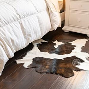 Genuine Calfskin Tricolor Exotic Calf Hide Cow Skin Cowhide Rug Leather Area Rug 3 x 3 ft.