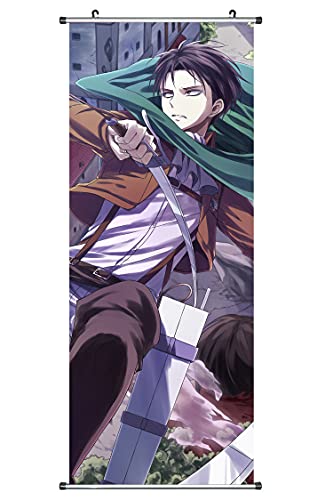 CosInStyle Anime Scroll Poster for Levi Ackermann - Fabric Prints 100 cm x 40 cm | Premium and Artistic Anime Theme Gift | Japanese Manga Hanging Wall Art Room Decor