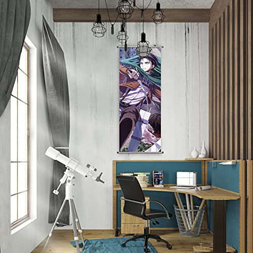 CosInStyle Anime Scroll Poster for Levi Ackermann - Fabric Prints 100 cm x 40 cm | Premium and Artistic Anime Theme Gift | Japanese Manga Hanging Wall Art Room Decor