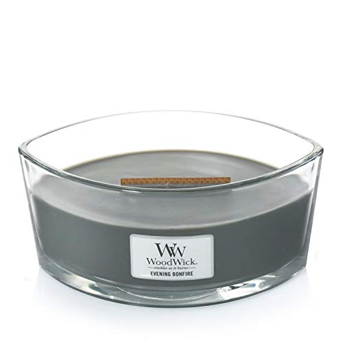 WoodWick Ellipse Scented Candle, Evening Bonfire, 16oz | Up to 50 Hours Burn Time