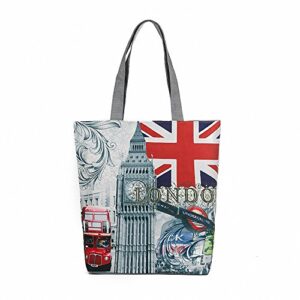 london british flag women’s large cotton canvas tote bag handbags top-handle bags shoulder shopping bags london one size