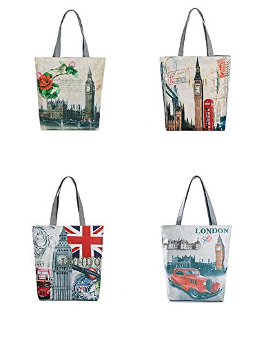 London British Flag Women's Large Cotton Canvas Tote Bag Handbags Top-Handle Bags Shoulder Shopping Bags London one size