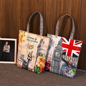 London British Flag Women's Large Cotton Canvas Tote Bag Handbags Top-Handle Bags Shoulder Shopping Bags London one size