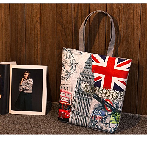 London British Flag Women's Large Cotton Canvas Tote Bag Handbags Top-Handle Bags Shoulder Shopping Bags London one size