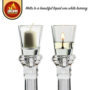 Neironim Glass Shabbos Candle Holders - 2 Pack - Premium Quality Clear Votive Cups for Shabbat - by Ner Mitzvah