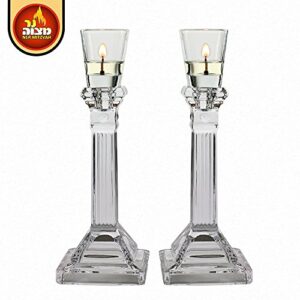 Neironim Glass Shabbos Candle Holders - 2 Pack - Premium Quality Clear Votive Cups for Shabbat - by Ner Mitzvah