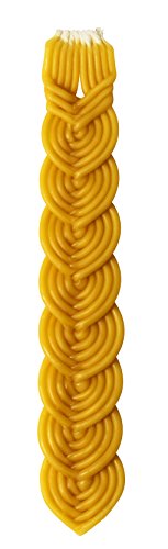 Braided Beeswax Havdalah Candle - Wide Rounded Chevron Braid - Hand Dipped Bees Wax Braided - Shabbat Judaica Gift