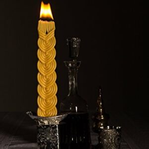 Braided Beeswax Havdalah Candle - Wide Rounded Chevron Braid - Hand Dipped Bees Wax Braided - Shabbat Judaica Gift