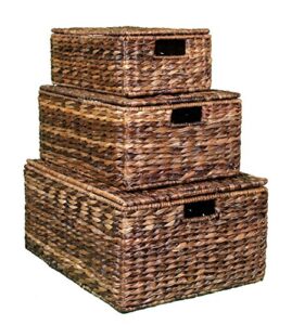 birdrock home abaca nesting baskets – 3 baskets – environmentally friendly