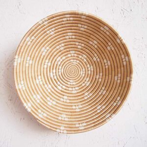 african basket- ntamba/rwanda basket/woven bowl/sisal & sweetgrass basket/tan, white