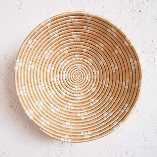 African Basket- Ntamba/Rwanda Basket/Woven Bowl/Sisal & Sweetgrass Basket/Tan, White