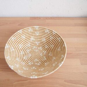 African Basket- Ntamba/Rwanda Basket/Woven Bowl/Sisal & Sweetgrass Basket/Tan, White