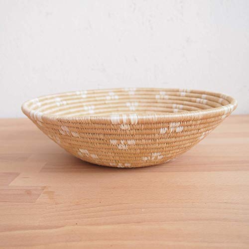 African Basket- Ntamba/Rwanda Basket/Woven Bowl/Sisal & Sweetgrass Basket/Tan, White