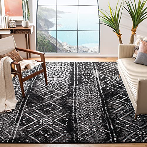 SAFAVIEH Adirondack Collection 8' x 10' Black / Silver ADR111C Moroccan Boho Distressed Non-Shedding Living Room Bedroom Dining Home Office Area Rug