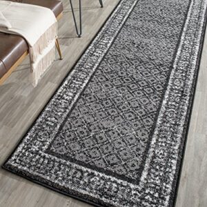 safavieh adirondack collection 2’6″ x 10′ black / silver adr110a distressed non-shedding living room entryway foyer hallway bedroom runner rug
