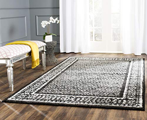 SAFAVIEH Adirondack Collection 2'6" x 10' Black / Silver ADR110A Distressed Non-Shedding Living Room Entryway Foyer Hallway Bedroom Runner Rug