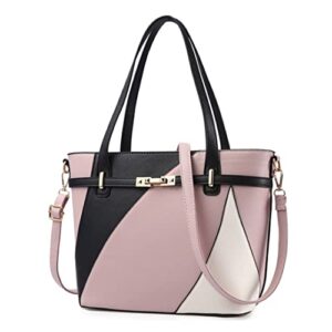 nevenka top handle handbags for ladies pu leather tote purse women crossbody shoulder bags (light pink)