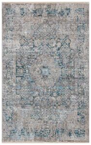 safavieh dream collection 2’6″ x 4′ grey/blue drm410k vintage oriental distressed premium viscose accent rug