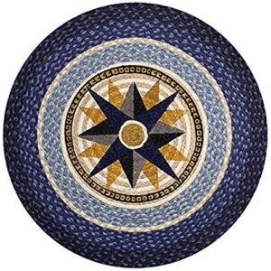 earth rugs round rug, 27″, dark blue/light blue/crème,66-350c