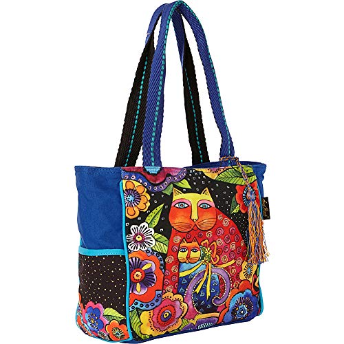 Laurel Burch Mother Daughter In Flowers Medium Tote (Blue)