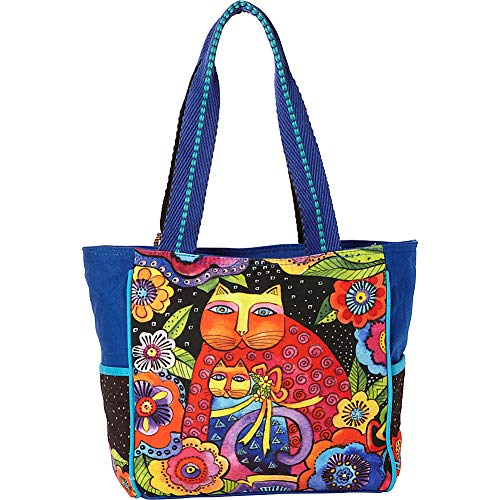 Laurel Burch Mother Daughter In Flowers Medium Tote (Blue)