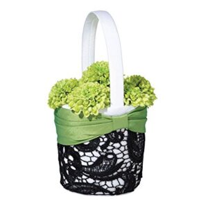 Lillian Rose Green Black Wedding Flower Girl Basket