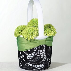 Lillian Rose Green Black Wedding Flower Girl Basket