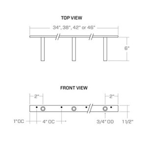 38" Long Heavy Duty Floating Shelf Hardware - for a 42" to 47" Shelf - Manufactured in USA