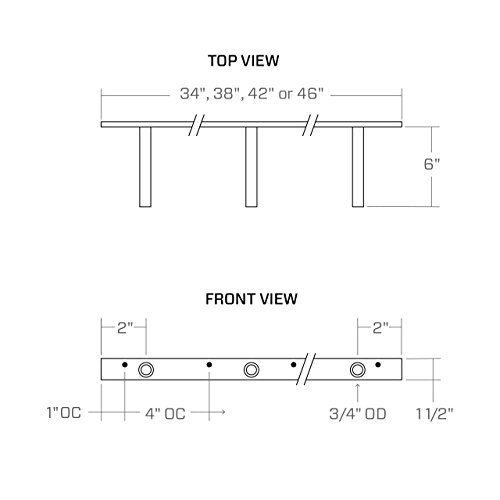 38" Long Heavy Duty Floating Shelf Hardware - for a 42" to 47" Shelf - Manufactured in USA