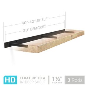 38" Long Heavy Duty Floating Shelf Hardware - for a 42" to 47" Shelf - Manufactured in USA