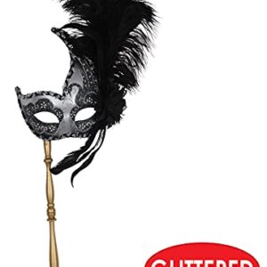 Beistle Plastic Costume Masquerade Mask on Stick With Feathers For Mardi Gras Party Supplies and Halloween Accessories