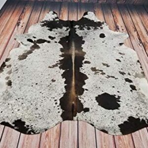 Large Cowhide Rug Tricolor Cowhide Cow Skin Leather Area Rug, Hair On Cow Hide Rugs 5 X 7 ft Black, Brown and White