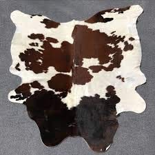 Large Cowhide Rug Tricolor Cowhide Cow Skin Leather Area Rug, Hair On Cow Hide Rugs 5 X 7 ft Black, Brown and White