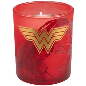 Insight Editions DC Comics Justice League Glass Votive Candles - Set of 4 - Superman, Wonder Woman, Flash, Batman - Unscented - 3 oz Each