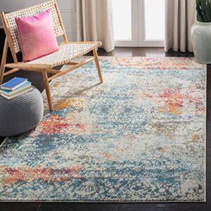 safavieh luxor collection 4′ x 6′ ivory/blue lux308a handmade modern distressed area rug