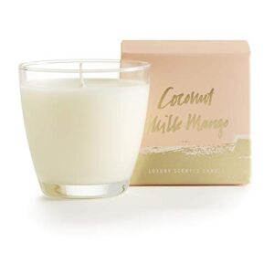 illume coconut milk mango soy candle, demi boxed glass, clear, 4.8 oz.
