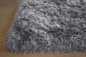 5×7 feet light gray light grey silver color shimmer area rug carpet rug solid soft plush pile shag shaggy shimmer modern contemporary decorative designer indoor bedroom living room hand woven