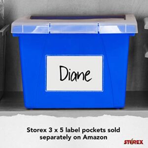 Storex 4 Gallon Storage Bin with Lid – Plastic Classroom Organizer for Books and Supplies, Blue, 6-Pack (61412U06C)