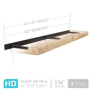 42" Long Heavy Duty Floating Shelf Hardware - for a 44" to 47" Shelf - Manufactured in USA