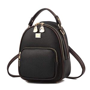 gashen women’s mini pu leather backpack purse casual drawstring daypack convertible shoulder bag (black)
