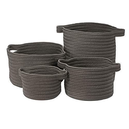 Colonial Mills American Farmhouse Vintage 4-Piece Basket Set, 10"x10"x7"/13"x13"x9"/14"x14"x16"/16"x16"x10", Smoke