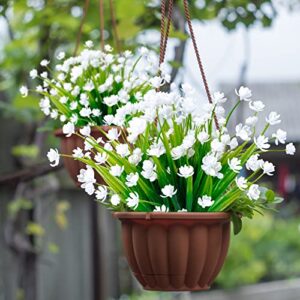 TURNMEON 8Pcs Corn Flower Artificial Flowers Outdoor UV Resistant Fake Flowers,Faux Plastic Flower Greenery Shrubs Plants for Indoor Outside Planter Home Garden Window Box Porch Summer Decor(White)