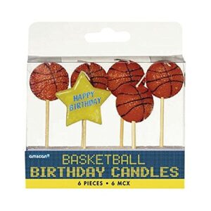 amscan basketball birthday pick candles-3″, 6 pcs, 3″, multicolor